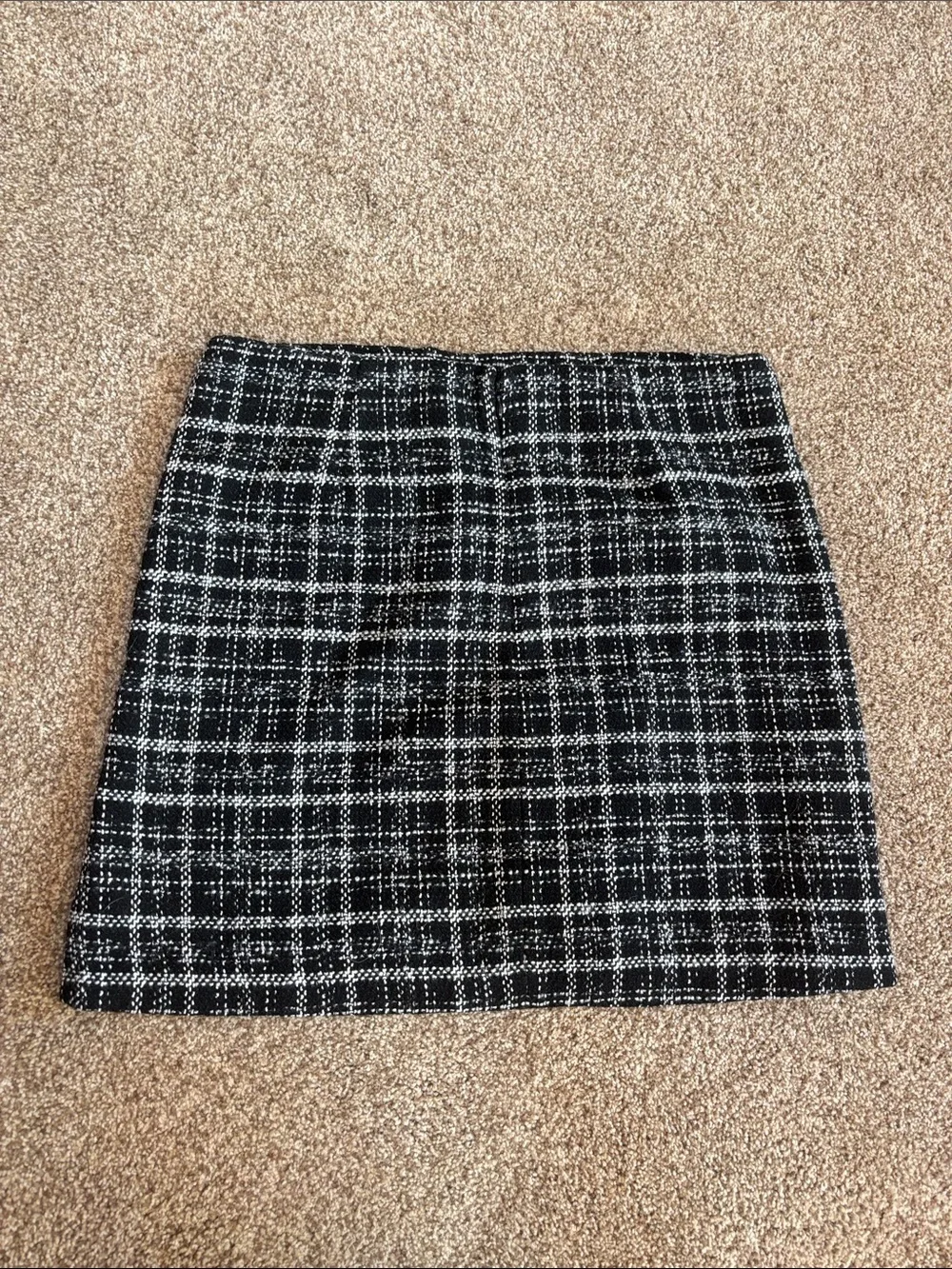 Time and Tru Black and White Plaid Mini Skirt with Front Slit